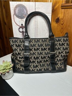 Michael Kors Black and Brown MK Signature Tote